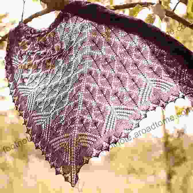 A Close Up Of A Knitted Lace Shawl, Showcasing Its Intricate And Delicate Pattern. Zoisite Shawl: A Chic Lace Knitting Pattern Accessory Knitwear