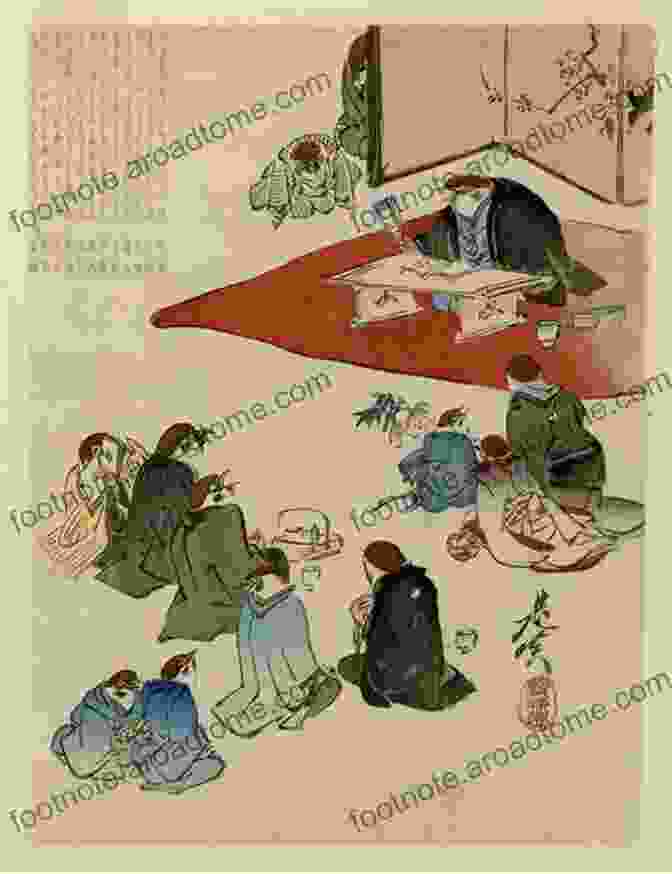 A Scene Depicting A Traditional Chinese Gathering, Where A Poet Recites Verses To An Attentive Audience A Poetic Portal To Chinese Culture