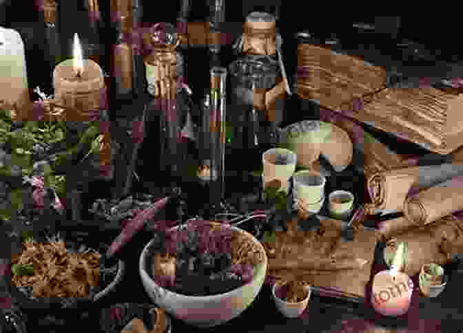 A Woman Performing A Spellcasting Ritual With Candles And Herbs Witchery: Embrace The Witch Within