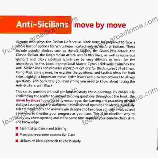 Cover Of The Book 'Anti Sicilians Move By Move' By Cyrus Lakdawala Anti Sicilians Move By Move Cyrus Lakdawala